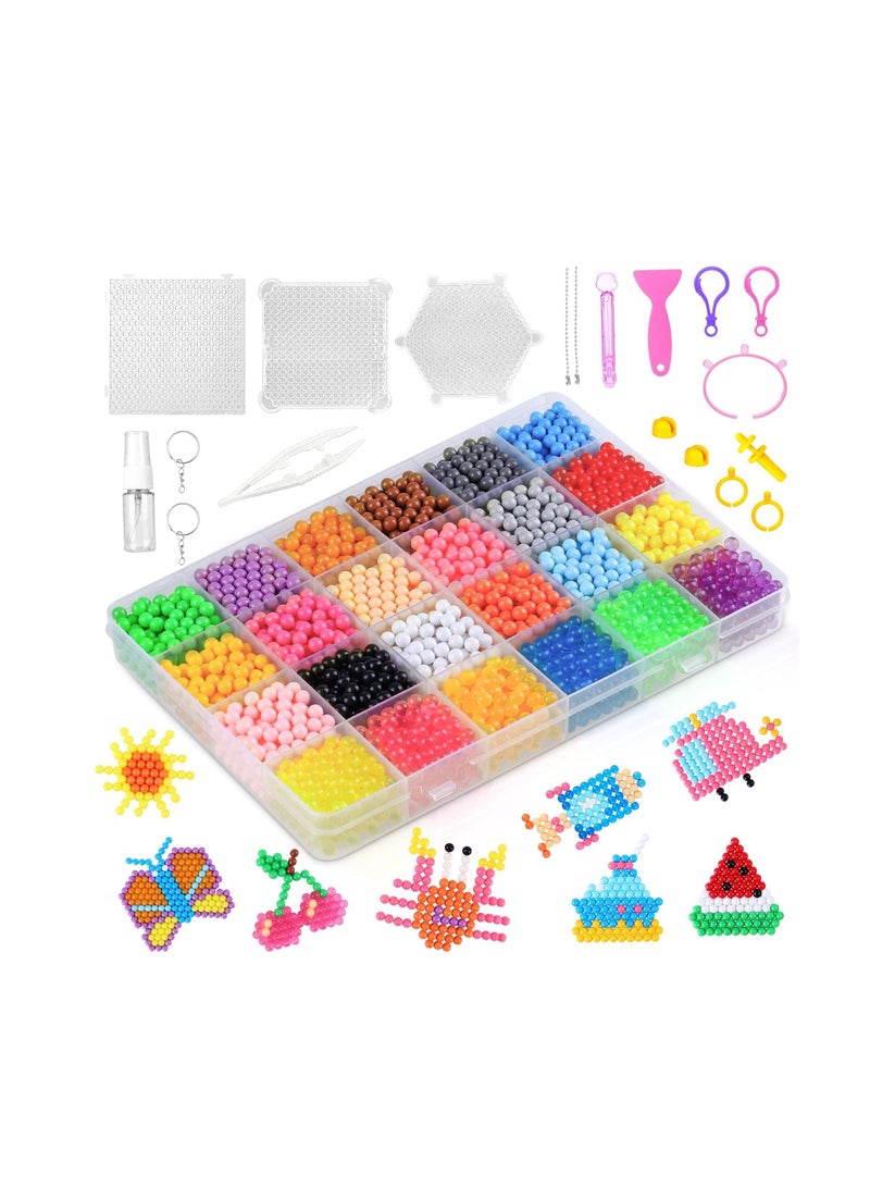 كاست ويف خرز Water Fuse ، مجموعة خرز رش الماء 24 لونًا ، 4800 قطعة خرز سحرية غير سامة ، خرزات لزجة مائية متوافقة مع إعادة الملء DIY المجمدة لصنع الألغاز اليدوية للألعاب التعليمية للأطفال المبتدئين كهدية - Image 1