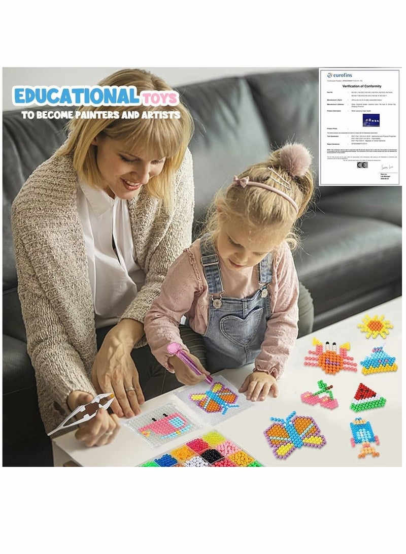 كاست ويف خرز Water Fuse ، مجموعة خرز رش الماء 24 لونًا ، 4800 قطعة خرز سحرية غير سامة ، خرزات لزجة مائية متوافقة مع إعادة الملء DIY المجمدة لصنع الألغاز اليدوية للألعاب التعليمية للأطفال المبتدئين كهدية - Image 2