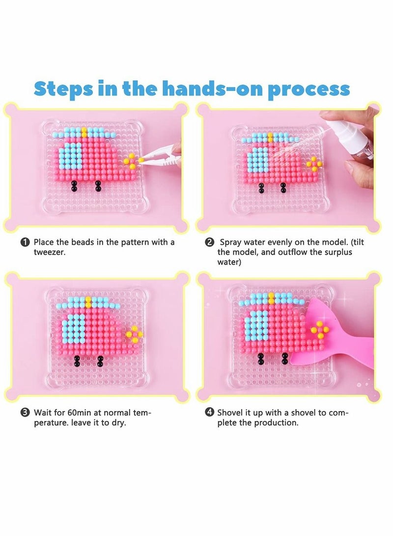 كاست ويف خرز Water Fuse ، مجموعة خرز رش الماء 24 لونًا ، 4800 قطعة خرز سحرية غير سامة ، خرزات لزجة مائية متوافقة مع إعادة الملء DIY المجمدة لصنع الألغاز اليدوية للألعاب التعليمية للأطفال المبتدئين كهدية - Image 4