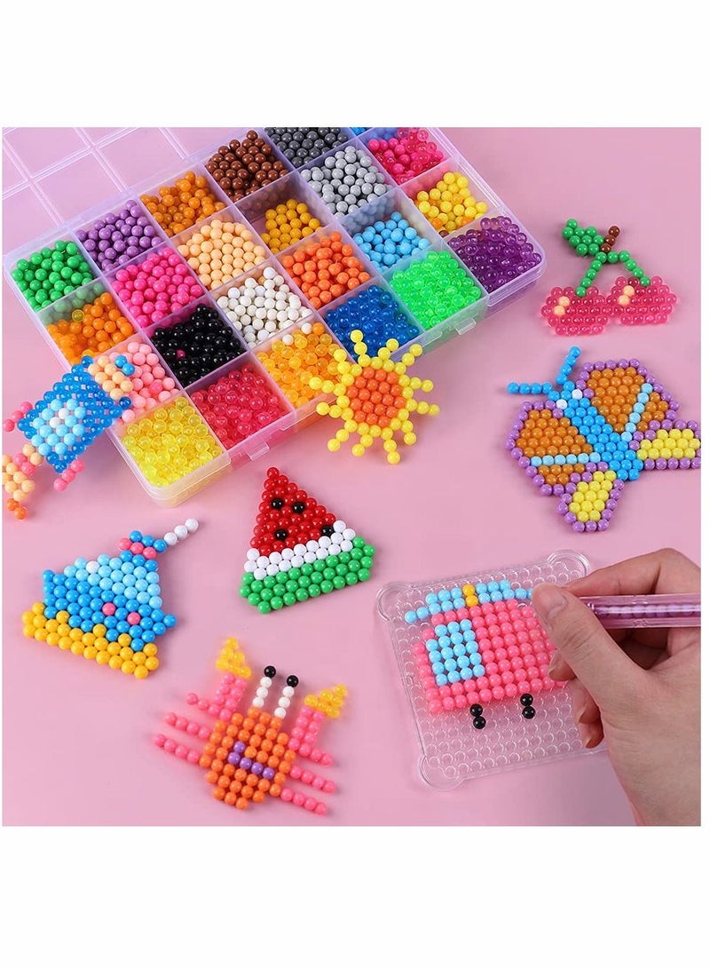 كاست ويف خرز Water Fuse ، مجموعة خرز رش الماء 24 لونًا ، 4800 قطعة خرز سحرية غير سامة ، خرزات لزجة مائية متوافقة مع إعادة الملء DIY المجمدة لصنع الألغاز اليدوية للألعاب التعليمية للأطفال المبتدئين كهدية - Image 5