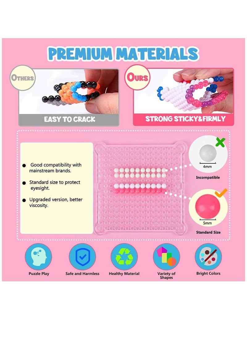 كاست ويف خرز Water Fuse ، مجموعة خرز رش الماء 24 لونًا ، 4800 قطعة خرز سحرية غير سامة ، خرزات لزجة مائية متوافقة مع إعادة الملء DIY المجمدة لصنع الألغاز اليدوية للألعاب التعليمية للأطفال المبتدئين كهدية - Image 3