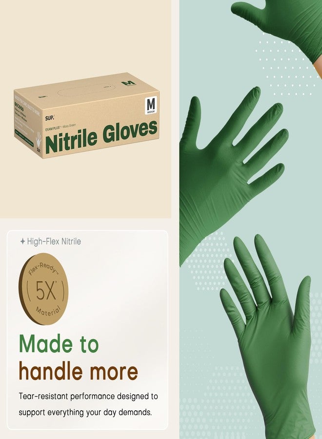 SUP Powder-Free Nitrile Gloves, 100 Count Food Safe Latex-Free Disposable Gloves for Medical Cooking Household Cleaning Food Prep, Green (Medium) - Image 4