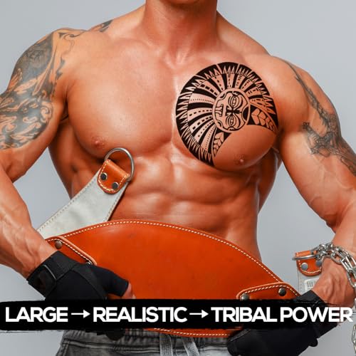 Kotbs 2-Sheet Large Tribal Tattoos - Waterproof Chest & Arm Body Art Temporary Tattoos for Men & Women - Fake Tattoo Stickers - Image 3