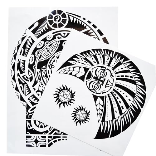 Kotbs 2-Sheet Large Tribal Tattoos - Waterproof Chest & Arm Body Art Temporary Tattoos for Men & Women - Fake Tattoo Stickers - Image 1