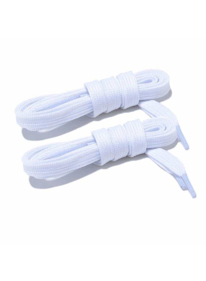 Curtual Wide Flat Athletic Shoelaces with Wide Shoelaces Flat Shoe Laces [2 Pairs] [8 Color][8 Size] for Sneakers and Shoes, White, 54" inches (137 cm) - Image 1
