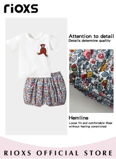 RIOXS Toddler Girls Top and Short Sets Kids Short Sleeve Shirt Short Pants Suits Breathable 100% Cotton Outfits Summer Playwear  - Image 4