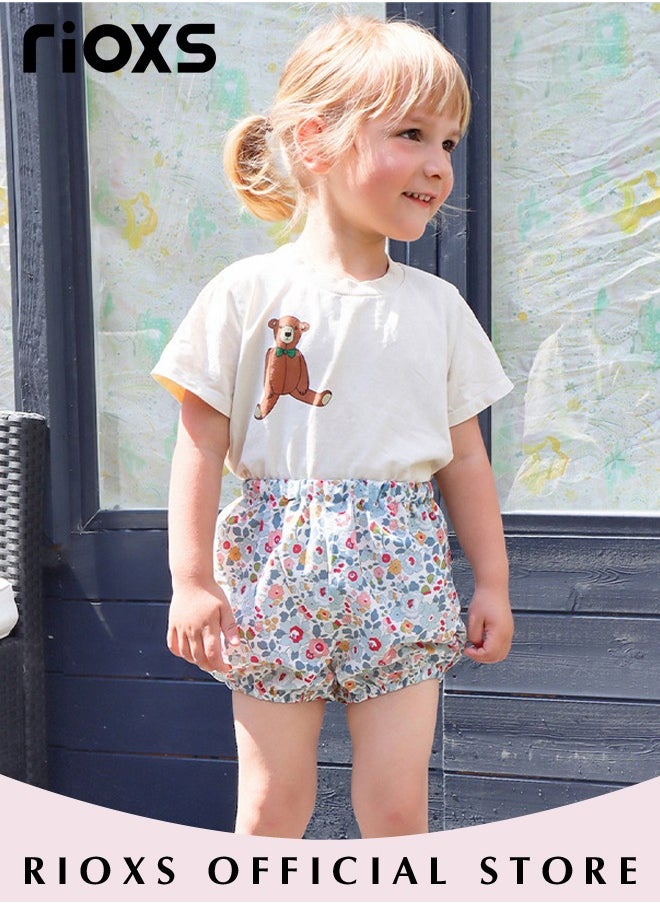RIOXS - Toddler Girls Top and Short Sets Kids Short Sleeve Shirt Short Pants Suits Breathable 100% Cotton Outfits Summer Playwear - Image 1