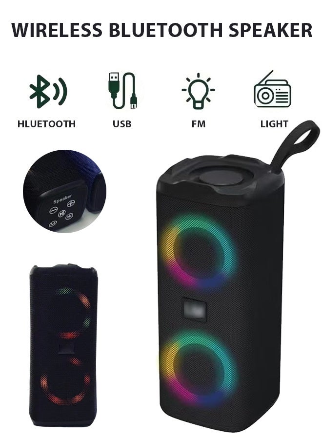 Wireless Bluetooth Speaker,Portable Bluetooth Speaker with 24W Stereo Sound, Bluetooth 5, Wireless Speakers with Led Melody,24-Hour Playtime, Wireless Stereo Pairing Travel ,Deep Bass Rgb Lights,TWS Stereo Sound,Speaker for Home, Outdoors,Support TF Card, Black - Image 1
