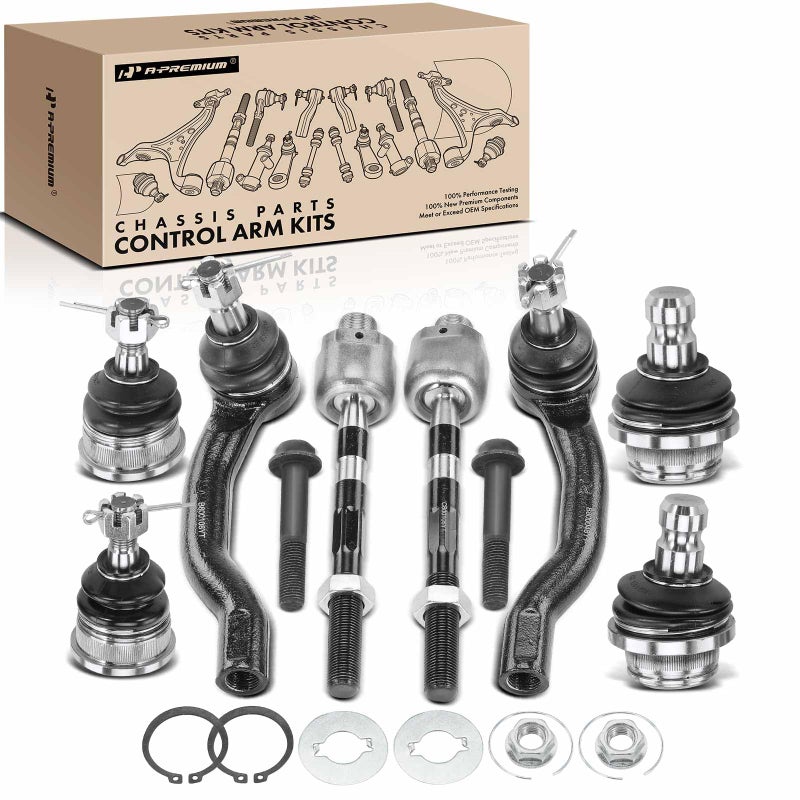 A-Premium Set of 8, Front Upper Lower Ball Joint, Inner Outer Tie Rod End, Compatible with Nissan Frontier 2005-2018, Pathfinder 2005-2012, Xterra 2005-2015 - Image 1