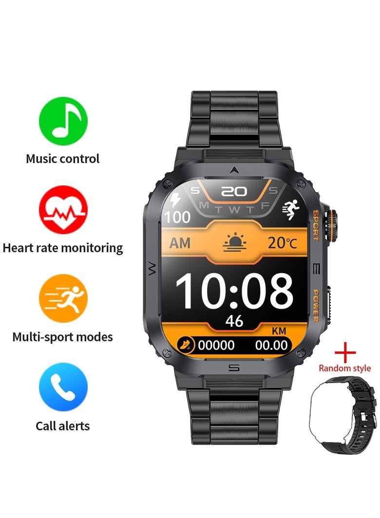 LIGE 2025 Newest Men's 400mAh Big Battery 2.01'' Large Full Touch Screen Sports Smart Watches IP68 Waterproof Support Arabic Steel Black  - Image 4