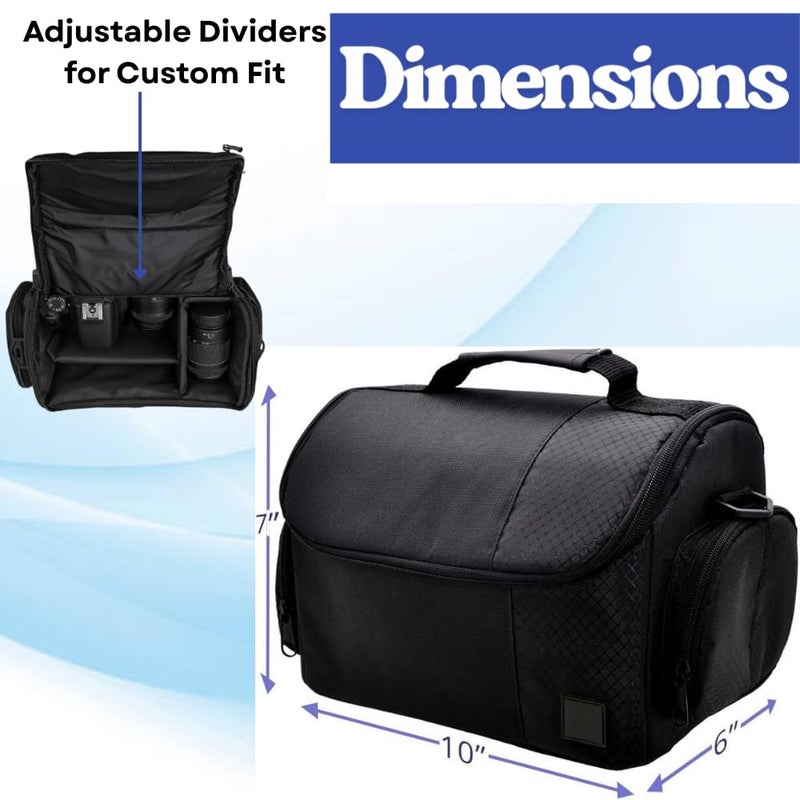 eCostConnection Large Digital Camera / Video Padded Carrying Bag / Case for Nikon, Sony, Pentax, Olympus Panasonic, Samsung, and Canon DSLR Cameras + eCostConnection Microfiber Cloth - Image 2