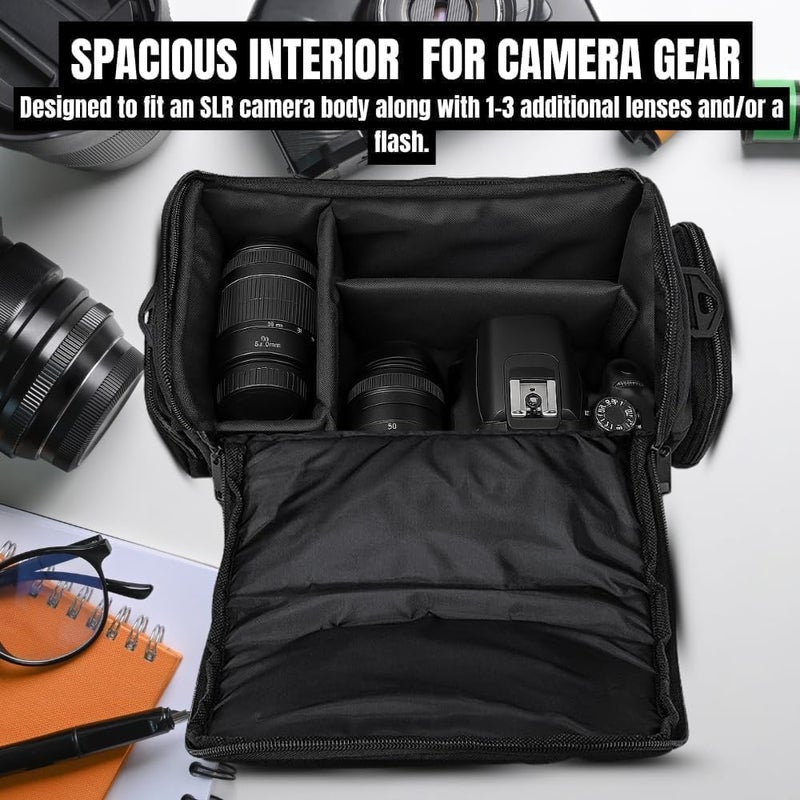 eCostConnection Large Digital Camera / Video Padded Carrying Bag / Case for Nikon, Sony, Pentax, Olympus Panasonic, Samsung, and Canon DSLR Cameras + eCostConnection Microfiber Cloth - Image 5