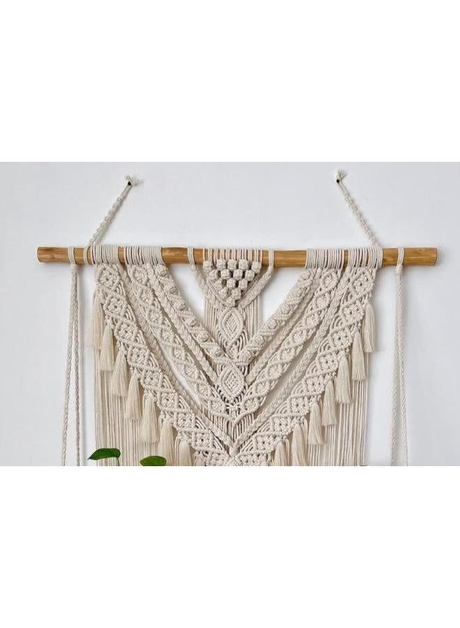 انتيكيانو رف معلق على الحائط بخيوط مكرمية.. ديكور حائط بوهيمي لغرفة النوم - فن جداري من حبل مكرمية منسوج كديكور لرف - Image 4