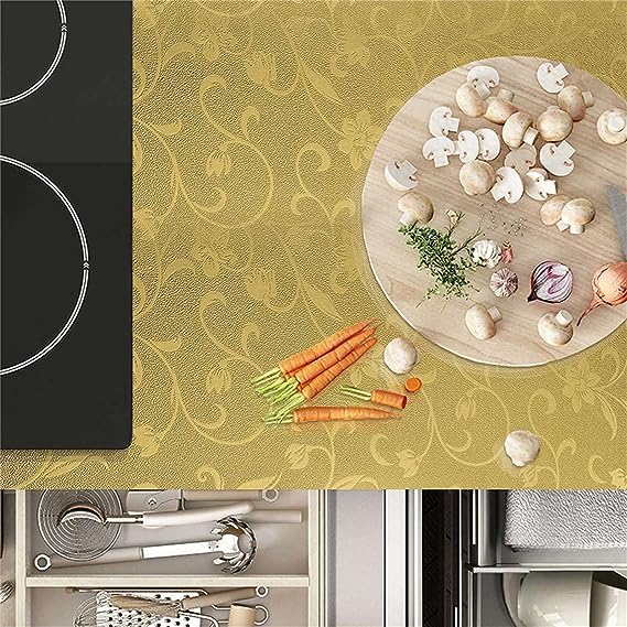SIA VENDORS Wood Wallpaper Self Adhesive Grain Wallpaper Contact Paper Waterproof Stickers Wallpapers Home Decor Kitchen PVC Wall Stickers Living Room (12 X 48 Inch, Gold Jasmine) - Image 4