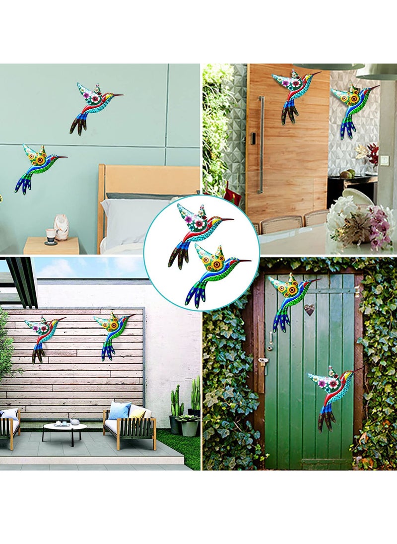 SYOSI - SYOSI Metal Hummingbird Wall Decoration, Wrought Iron Hummingbird Sculptures Colorful Hummingbird Hanging Decoration for Indoor Outdoor Yard Lawn Garden Tree Fence (2Pcs) - Image 1