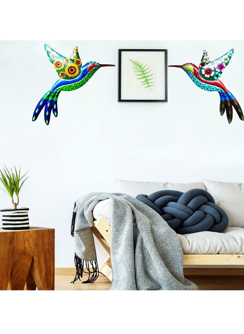 SYOSI - SYOSI Metal Hummingbird Wall Decoration, Wrought Iron Hummingbird Sculptures Colorful Hummingbird Hanging Decoration for Indoor Outdoor Yard Lawn Garden Tree Fence (2Pcs) - Image 1