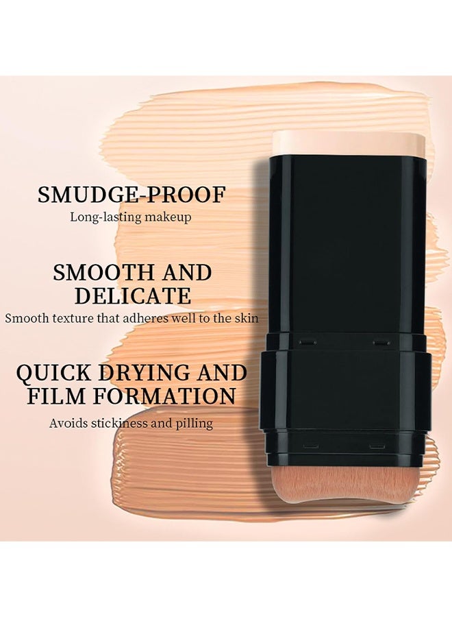 OCHEAL Concealer Foundation Stick, 2 In 1 Dual-Ended Long-Lasting Concealer Foundation Stick With Brush, Long-wear Lightweight Brighten Stick, Blemish Contouring, Face Concealer Beauty Makeup, 02#NATURE - Image 4