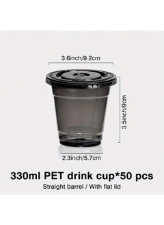 Generic 50pcs Black Disposable Cups, PET Plastic Cold Drink Cups, Juice Milk Tea Cups, Takeaway Packaging, Small Black Cups, Ice Coffee Cups, Cups With Lids, 330ML  - Image 4
