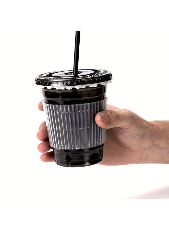 KOOKNA 50pcs Black Disposable Cups, PET Plastic Cold Drink Cups, Juice Milk Tea Cups, Takeaway Packaging, Small Black Cups, Ice Coffee Cups, Cups With Lids, 330ML - Image 3