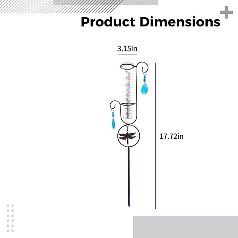 مقياس المطر البلاستيكي سهل القراءة مقاس 7 بوصات مع حامل معدني لتزيين الحدائق الخارجية والساحات - Image 4