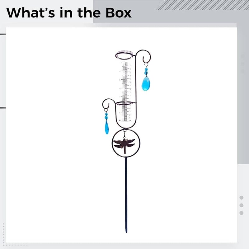 مقياس المطر البلاستيكي سهل القراءة مقاس 7 بوصات مع حامل معدني لتزيين الحدائق الخارجية والساحات - Image 5