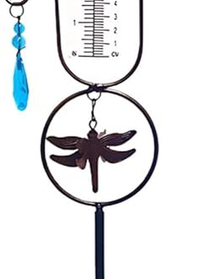 مقياس المطر البلاستيكي سهل القراءة مقاس 7 بوصات مع حامل معدني لتزيين الحدائق الخارجية والساحات - Image 1