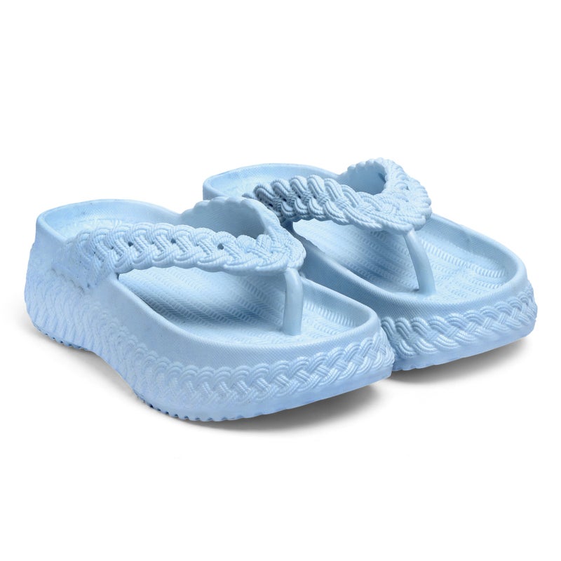 Face صنادل فليب فلوب زرقاء مائية للنساء - Image 5