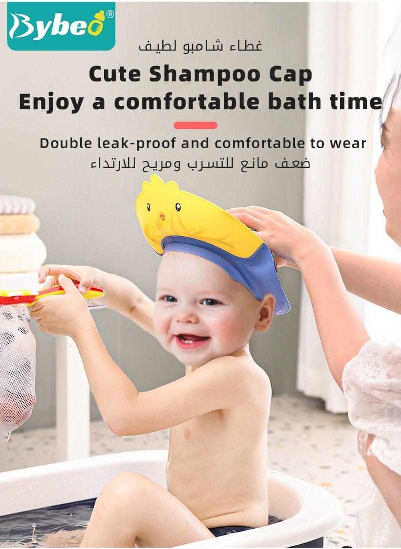 Bybeo 3 PCS Baby Silicone Adjustable Shower Cap and Infant Bath Washing Hair Shampoo Cup with Toddler Scalp Massager Shampooing Brush  - Image 2