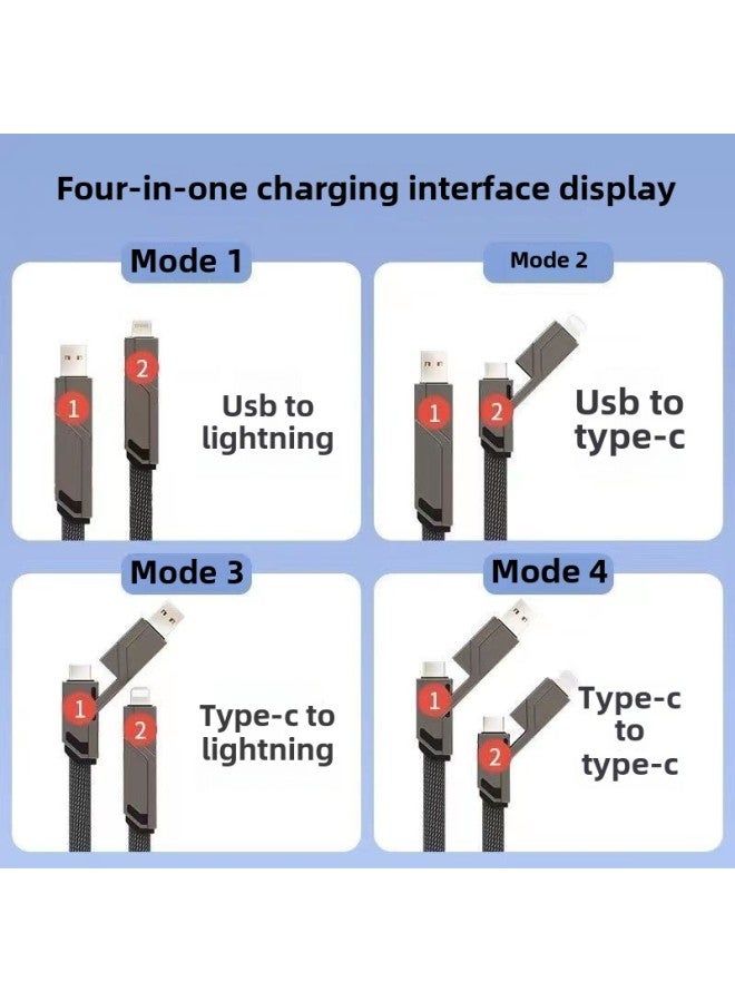 One-to-four Data Cable Portable Compact For Apple Huawei Xiaomi Oppo Super Fast Charging Treasure Short Line-Color:Four-in-one  30cm -3a High Current - Image 3