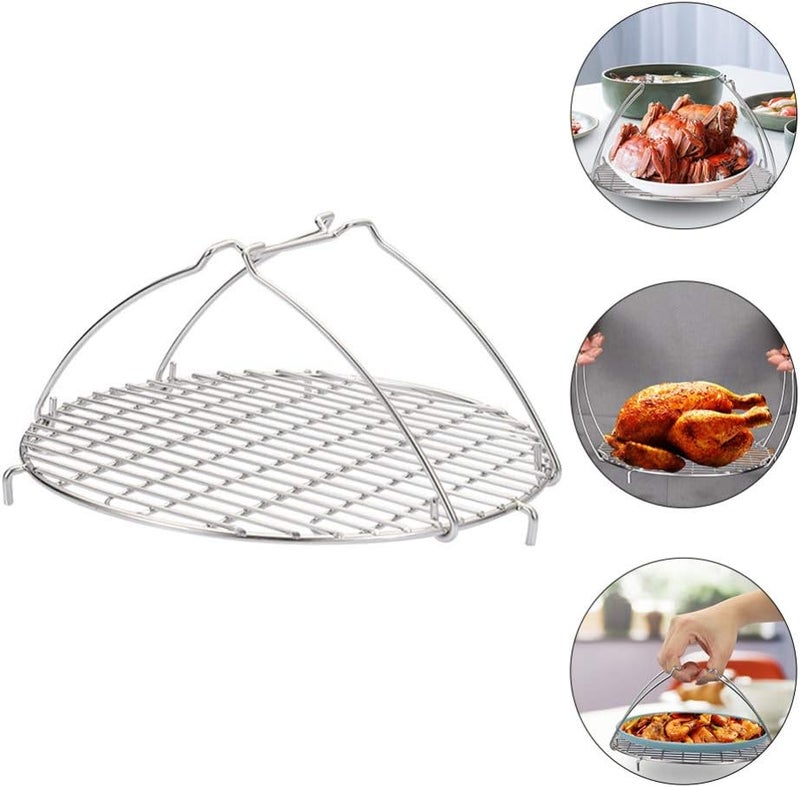 woobles Cooking Rack with 2 Handles Stainless Steel Round Air Fryer Rack Steaming Rack for Baking Cooling Steaming Grilling 20. 8cm - Image 4