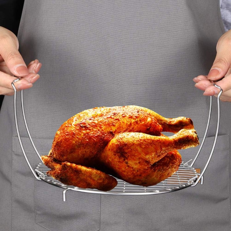 woobles Cooking Rack with 2 Handles Stainless Steel Round Air Fryer Rack Steaming Rack for Baking Cooling Steaming Grilling 20. 8cm - Image 3