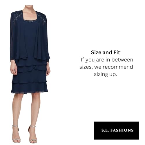 S.L. Fashions فستان الأم العروس بحجم زائد من S.L. Fashions مع ياقة مزينة وكتف، ضيف زفاف، كشمير، 18 - Image 5