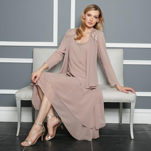 S.L. Fashions فستان الأم العروس بحجم زائد من S.L. Fashions مع ياقة مزينة وكتف، ضيف زفاف، كشمير، 18 - Image 4