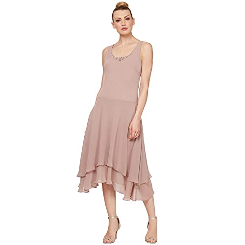 S.L. Fashions فستان الأم العروس بحجم زائد من S.L. Fashions مع ياقة مزينة وكتف، ضيف زفاف، كشمير، 18 - Image 3