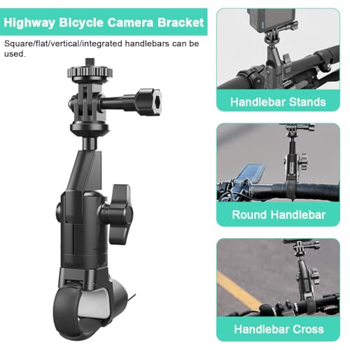 STHIRA® Action Camera Motorcycle Mount Universal 1/4'' Thread Handlebar Holder for Go-Pro, for Insta360, for DJI, and Sports Cameras, Adjustable Action Camera Clamp Bracket for Biking & Motorcycling - Image 3