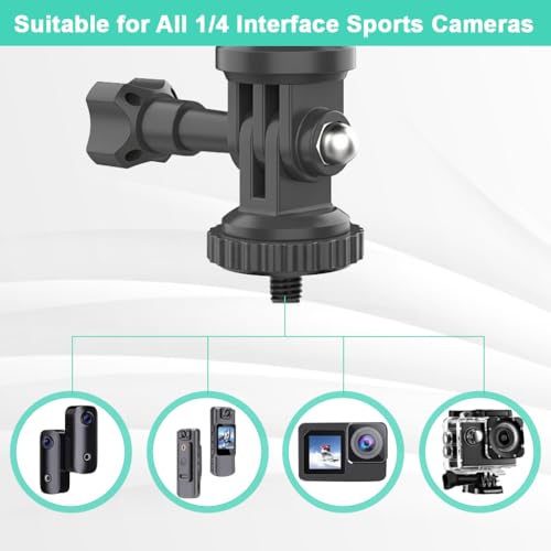 STHIRA® Action Camera Motorcycle Mount Universal 1/4'' Thread Handlebar Holder for Go-Pro, for Insta360, for DJI, and Sports Cameras, Adjustable Action Camera Clamp Bracket for Biking & Motorcycling - Image 4