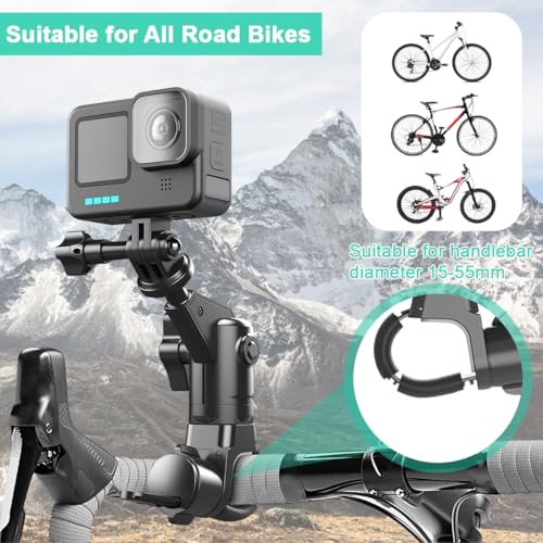 STHIRA® Action Camera Motorcycle Mount Universal 1/4'' Thread Handlebar Holder for Go-Pro, for Insta360, for DJI, and Sports Cameras, Adjustable Action Camera Clamp Bracket for Biking & Motorcycling - Image 2