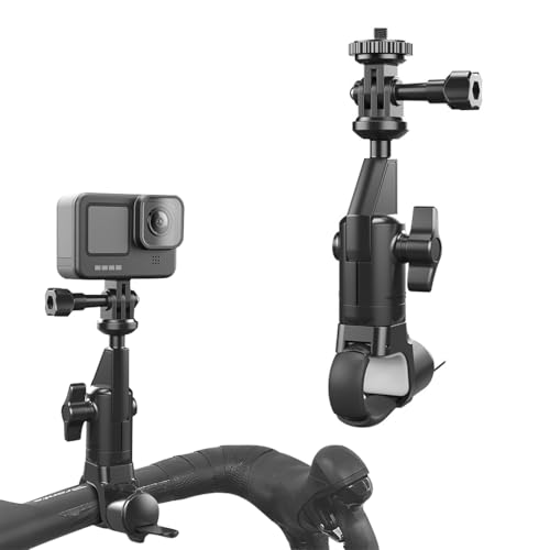STHIRA® Action Camera Motorcycle Mount Universal 1/4'' Thread Handlebar Holder for Go-Pro, for Insta360, for DJI, and Sports Cameras, Adjustable Action Camera Clamp Bracket for Biking & Motorcycling - Image 1