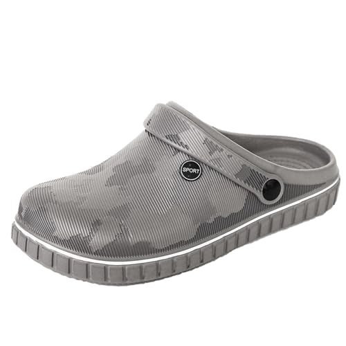 SECHRITE Mens Clogs Mules Slip on Garden Work Nurse Water Shoes for Men Waterproof Non Slip Closed Toe Clogs Sandals for Kitchen Office Beach Fishing Zuecos de Chef para Hombre Grey 47 - Image 1