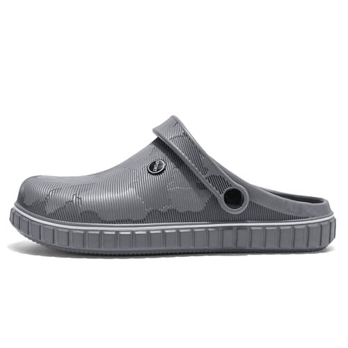SECHRITE Mens Clogs Mules Slip on Garden Work Nurse Water Shoes for Men Waterproof Non Slip Closed Toe Clogs Sandals for Kitchen Office Beach Fishing Zuecos de Chef para Hombre Grey 47 - Image 4
