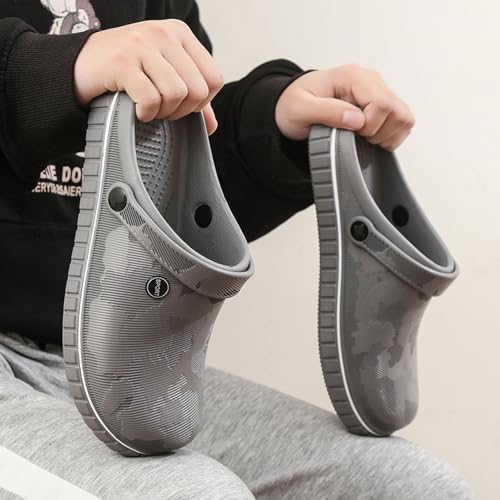 SECHRITE Mens Clogs Mules Slip on Garden Work Nurse Water Shoes for Men Waterproof Non Slip Closed Toe Clogs Sandals for Kitchen Office Beach Fishing Zuecos de Chef para Hombre Grey 47 - Image 3