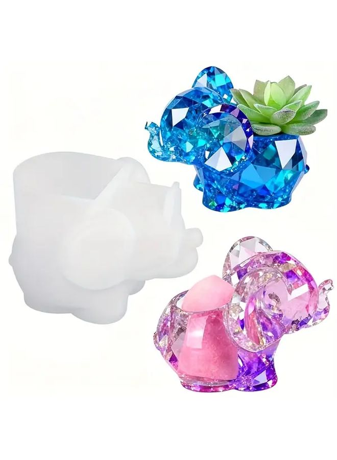 علبة تخزين الفيل بلون حليبي 1 قطعة قوالب السيليكون لمشغولات صب الراتنج - Image 2