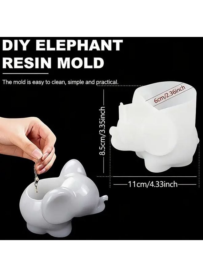 علبة تخزين الفيل بلون حليبي 1 قطعة قوالب السيليكون لمشغولات صب الراتنج - Image 5