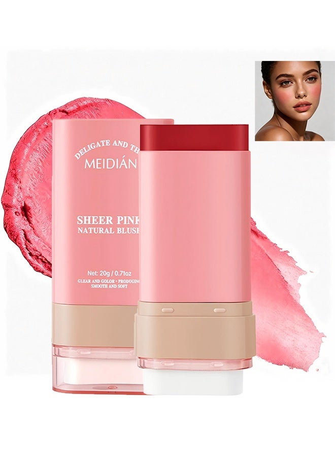 Meidián Sheer Pink Natural Blush,2-in-1 Blush Cream for Cheeks & Lip, Face Matte Contour Blush Makeup, Tinted Solid Stick with Long Lasting, Nude Makeup Multi-Use Color Stick Creamy Blush,01# - Image 1