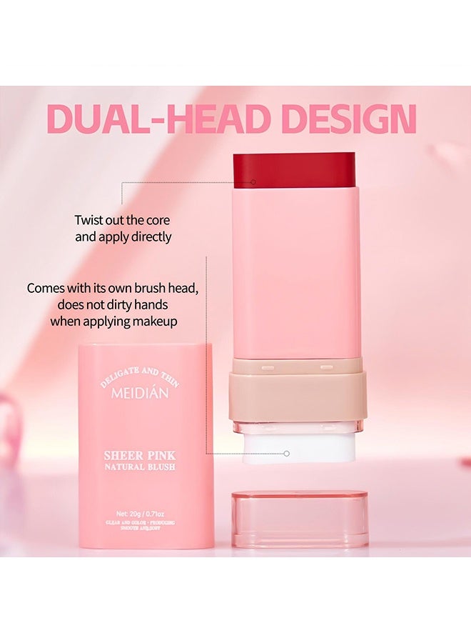 Meidián Sheer Pink Natural Blush,2-in-1 Blush Cream for Cheeks & Lip, Face Matte Contour Blush Makeup, Tinted Solid Stick with Long Lasting, Nude Makeup Multi-Use Color Stick Creamy Blush,01# - Image 3