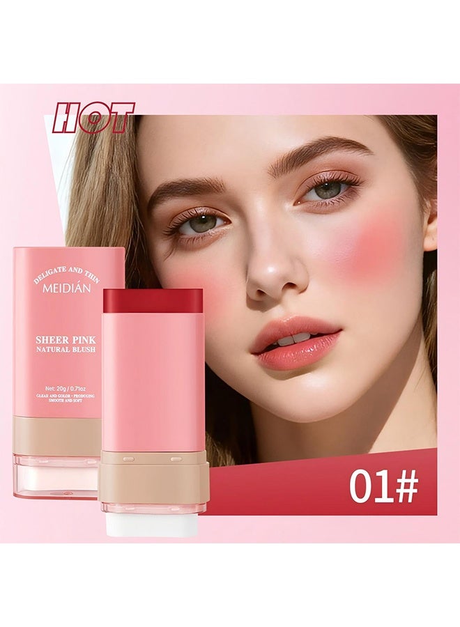 Meidián Sheer Pink Natural Blush,2-in-1 Blush Cream for Cheeks & Lip, Face Matte Contour Blush Makeup, Tinted Solid Stick with Long Lasting, Nude Makeup Multi-Use Color Stick Creamy Blush,01# - Image 2