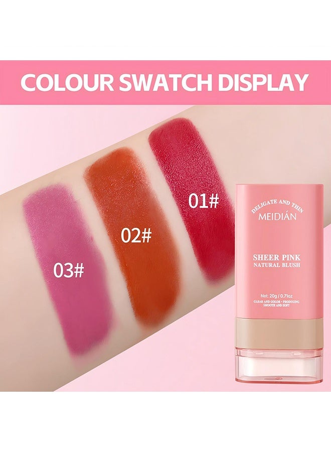 Meidián Sheer Pink Natural Blush,2-in-1 Blush Cream for Cheeks & Lip, Face Matte Contour Blush Makeup, Tinted Solid Stick with Long Lasting, Nude Makeup Multi-Use Color Stick Creamy Blush,01# - Image 5