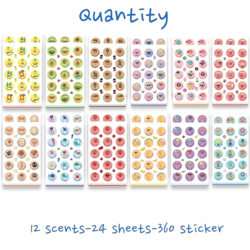 Joyful Artistry Smelly Stickers Scratch and Sniff, 24 Sheets, 12 Different scents, Motivational Reward Stickers for Kids and for Teachers (360) - Image 2