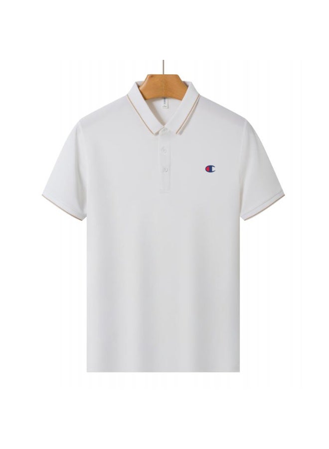 شامبيون Champion with the same Polo shirt for men and women with the same color matching collar casual business short sleeve T-shirt couple multicolor optional. - Image 2