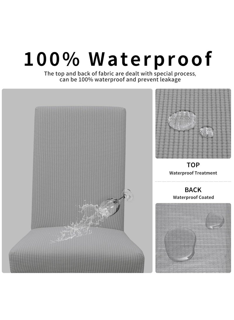 DUNISO Dining Room Chair Cover Set of 4, Stretch Jacquard Parson Chair Slipcover Removable Washable Chair Protector For Home, Restaurant, Banquet (Light Grey) - Image 2
